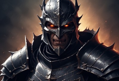 Dark knight with spiked helmet