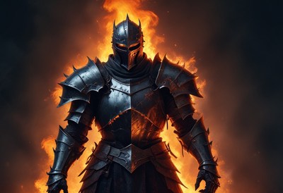 Knight in fiery armor