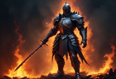 Knight in burning fields