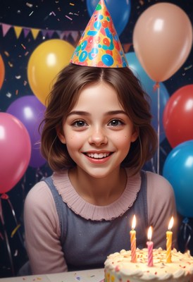 Girl blowing out birthday candles