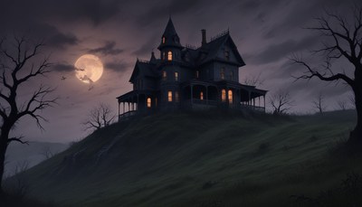 Haunted house on hilltop