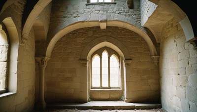 Stone archway in ancient building