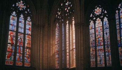Stained glass windows in cathedral