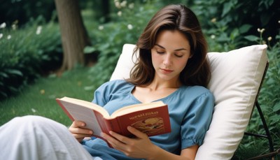 Woman reading in a garden