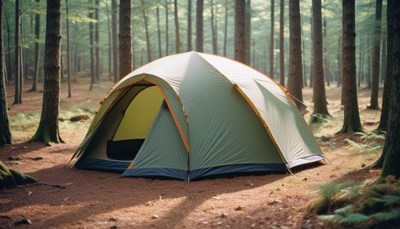 Camping tent in forest