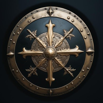 Ornate shield with compass design