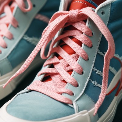 Pink and blue sneakers