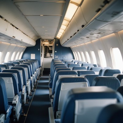 Empty airplane cabin