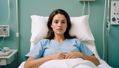 Woman resting in hospital bed