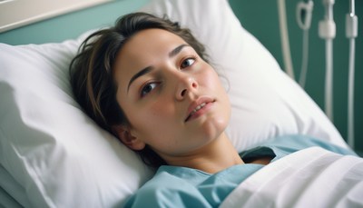 Woman resting in hospital bed