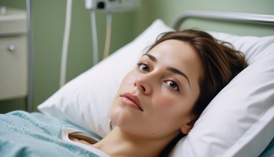 Woman resting in hospital bed