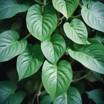 Lush green heart-shaped leaves