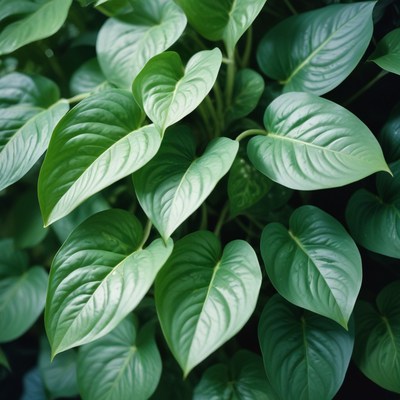 Lush green leaves close-up
