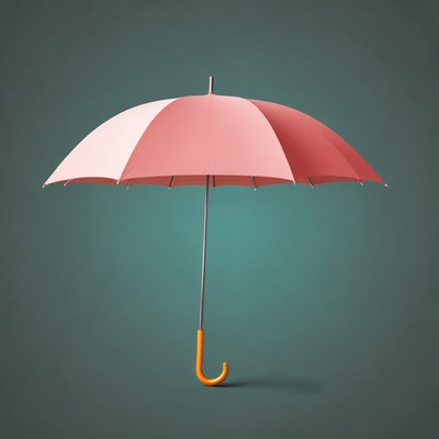 Pink umbrella on teal background