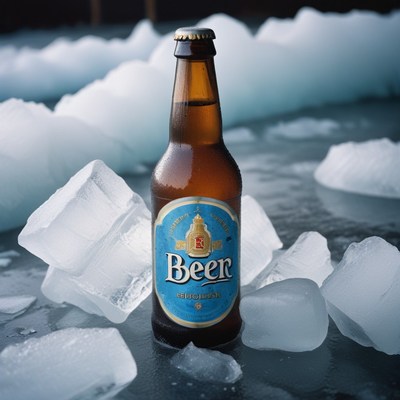 Beer bottle on ice