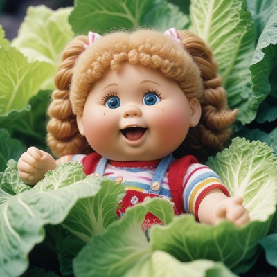 Cabbage patch kid doll in cabbage patch