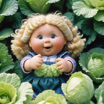 Cabbage patch kid in cabbage patch