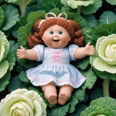 Cabbage patch doll in cabbage patch