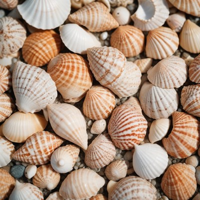 Seashells on a beach