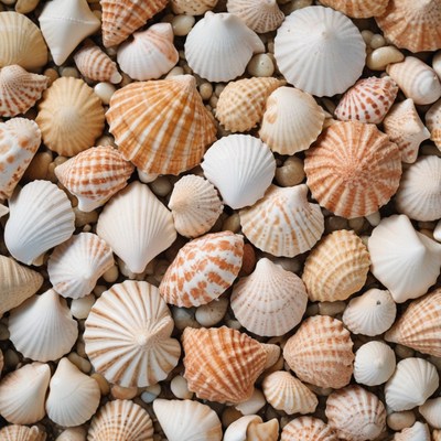 Seashells on a beach