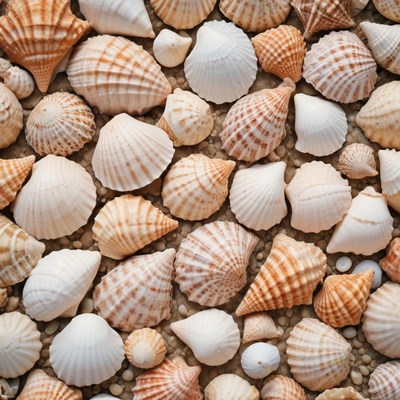 Seashells on beach sand