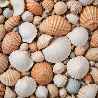 Seashells on beach sand