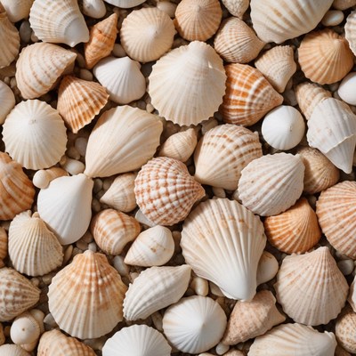 Seashells on a beach