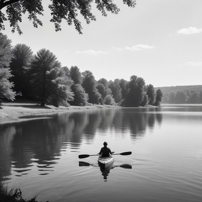 Kayaking on a calm lake