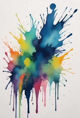 Watercolor splashes on white paper