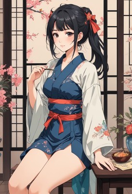 Anime girl in kimono