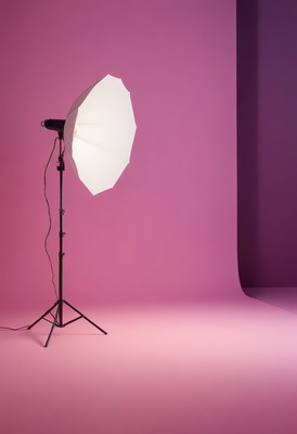 Studio lighting setup with pink backdrop