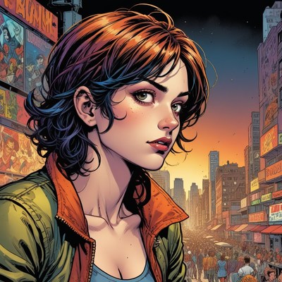 Woman in city setting