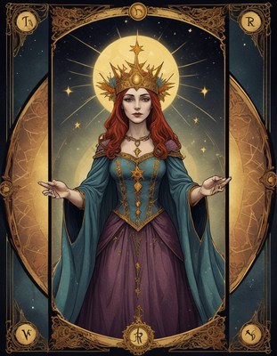 Woman in crown under full moon