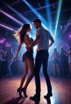 Couple dancing in nightclub