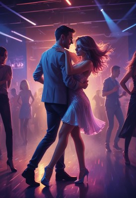 Couple dancing at nightclub