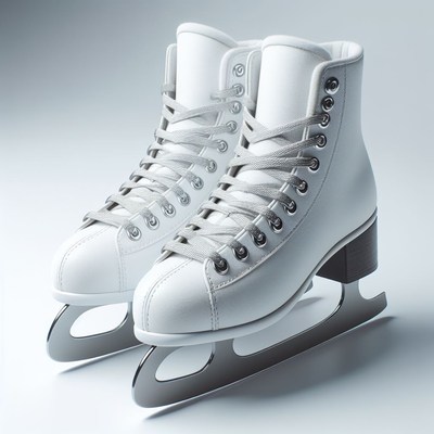 White ice skates ready for winter fun