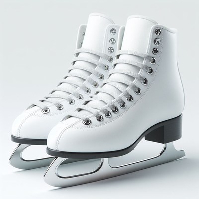 White figure skates on white background