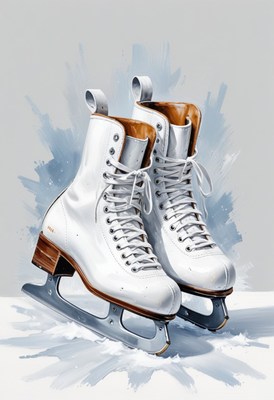 White ice skates on ice