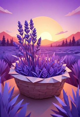 Lavender basket at sunset