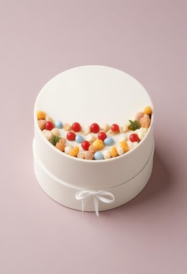 White gift box with colorful candies