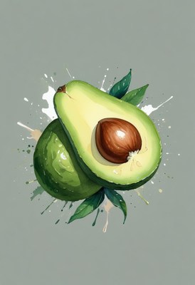 Avocado splash with leaves