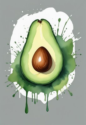 Avocado watercolor illustration