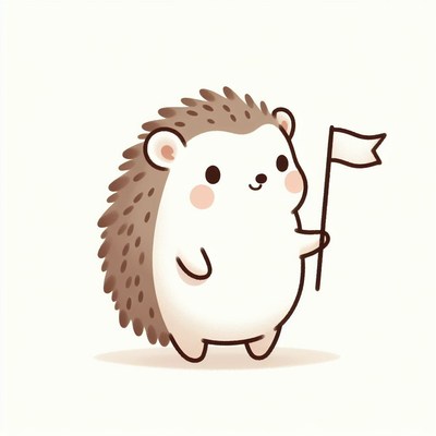 Cute hedgehog holding flag illustration