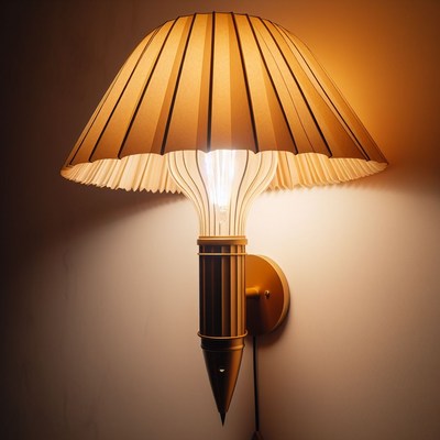 Gold wall sconce with pleated shade
