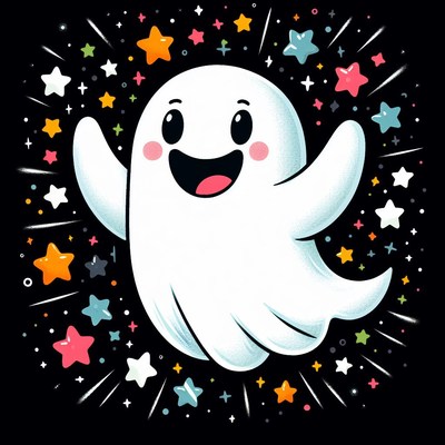 Happy ghost with stars