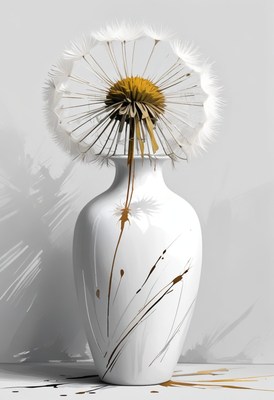 Dandelion in a white vase