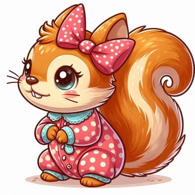 Cute squirrel in pajamas