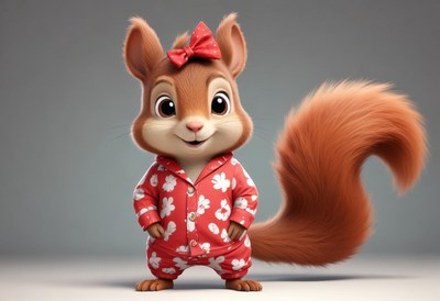 Animated squirrel in pajamas