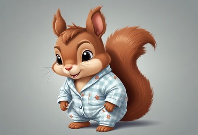 Cute squirrel in pajamas