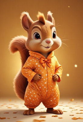 Cute squirrel in pajamas